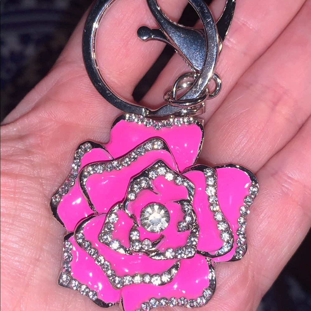 crystal rose purse/bag charm keychain